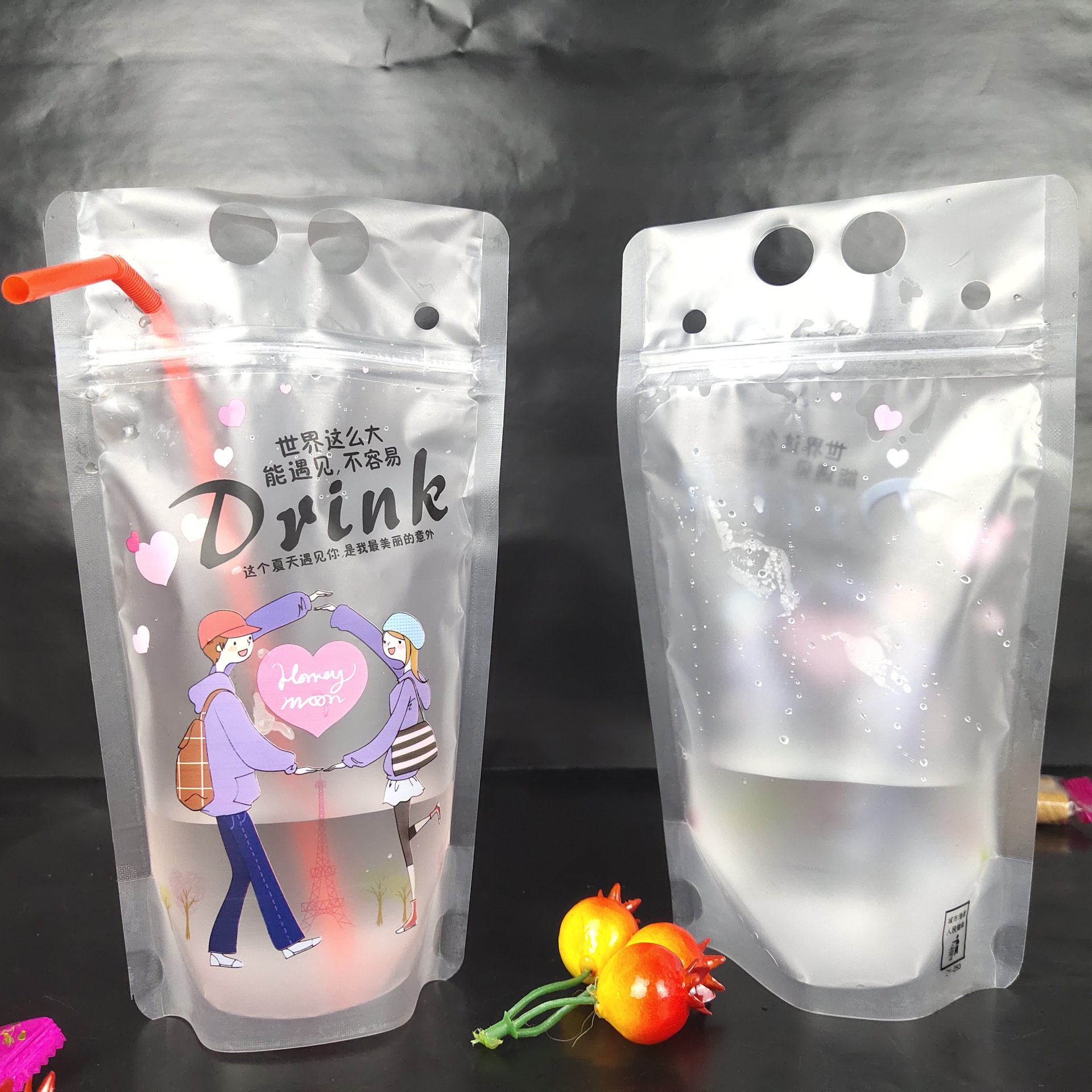 饮料袋一次性果汁袋奶茶袋 果汁饮料袋手提 塑料包装袋示例图5