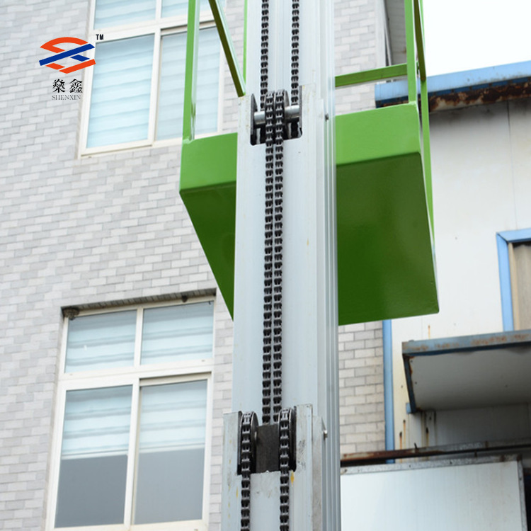 小型电动移动式单柱铝合金升降机高空作货梯自动平台液压双柱车示例图13