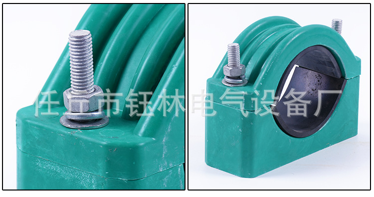 供应JGW品字型玻璃钢电缆固定夹 高压电力三芯管夹单孔带弹簧夹具示例图5