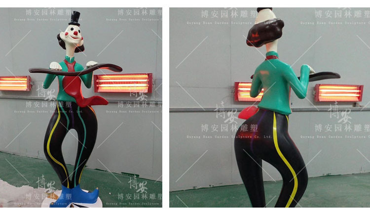 厂家直销定制玻璃钢卡通杂技杂耍小丑表演雕塑剧团活动道具摆件示例图6