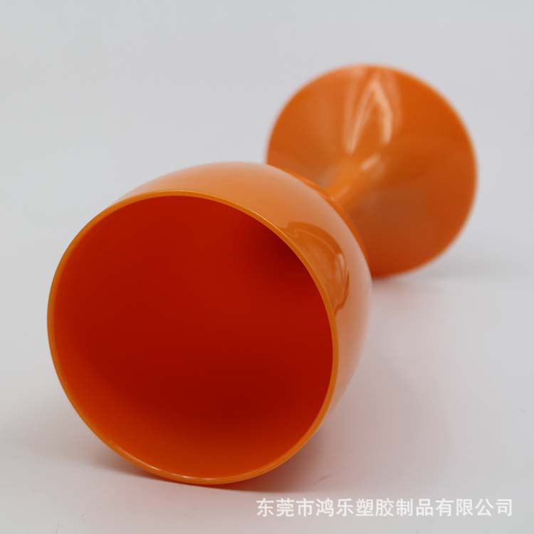 东莞塑料杯厂家定制PC橙色高脚酒杯10安士亚克力塑胶葡萄酒杯示例图3