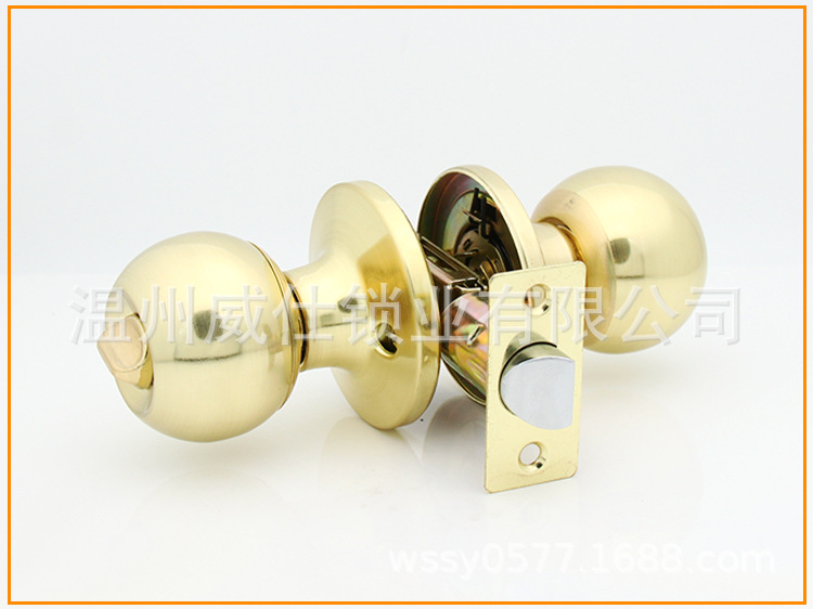 厂家直销 607 拉丝金 三杆球形锁 房门 浴室锁 优质厂家 五金锁具示例图6
