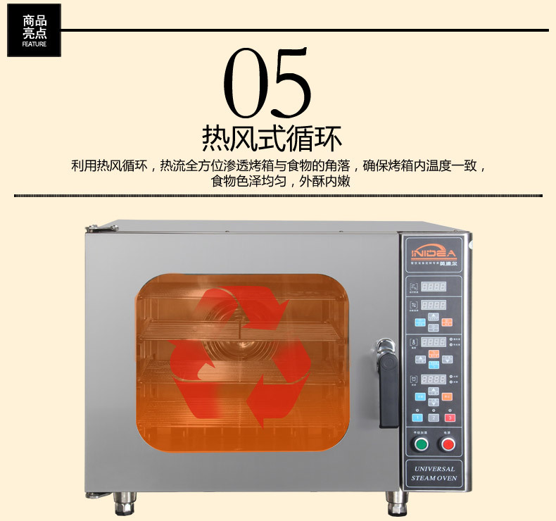 英迪尔大功率热风循环电烤箱商用大型食品烘焙设备四层万能蒸烤箱示例图18