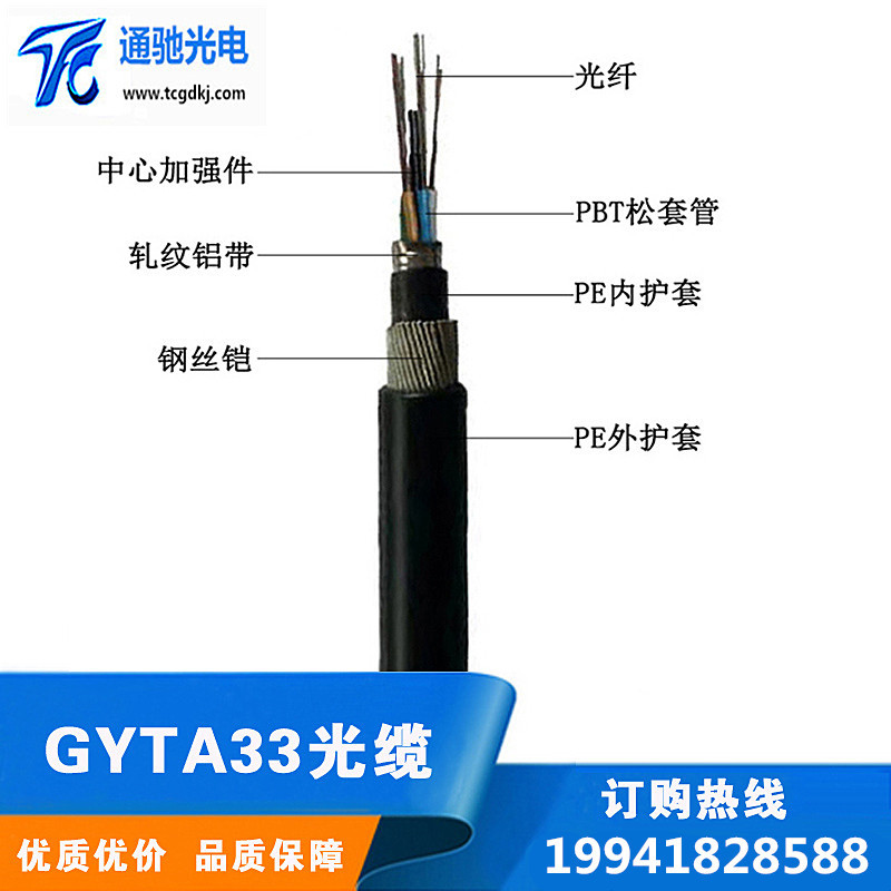 12芯水下光缆钢丝铠装海底光纤GYTA33-24b1防潮防鼠地埋通信光缆示例图1