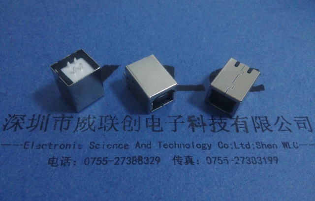 USB B母180度焊线式BF USB 直插式 黑胶【前黑后白】彩色胶芯示例图1