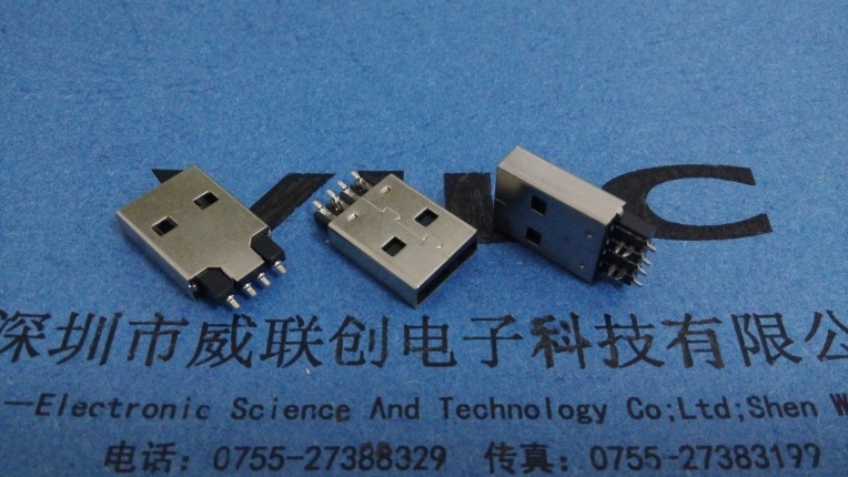 A公鱼叉USB公头 AM 鱼叉式USB公头SMT贴片模顶 镀镍/雾锡 耐温示例图3