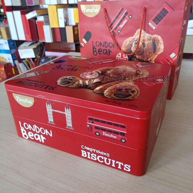 双层饼干盒饼干礼品铁盒包装月饼四方铁罐包装厂家供应订做图片