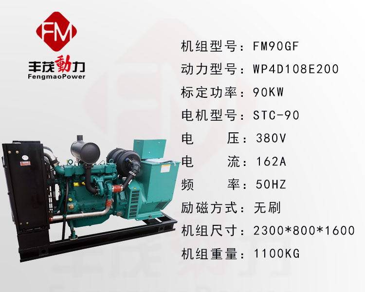 柴油发电机组90KW 潍音低噪音静音箱式防雨防尘发电机组示例图2