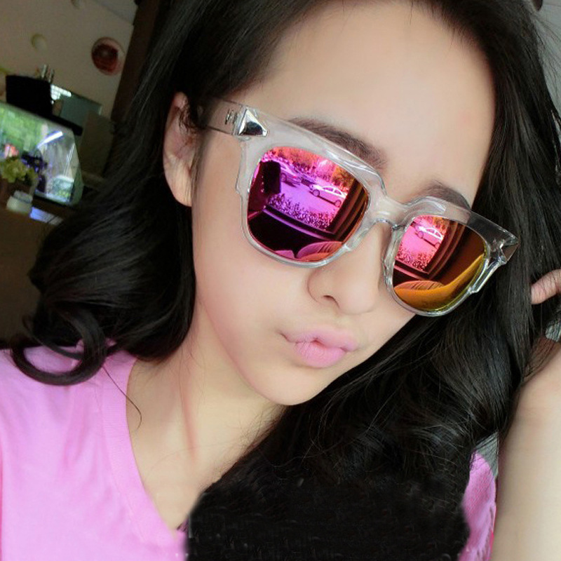 2015新款韩版方框透明反光太阳镜女 明星同款时尚眼镜百搭墨镜