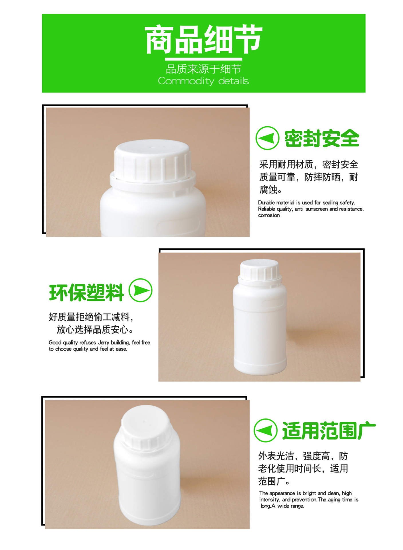 250ML加厚HDPE塑料圆瓶化工瓶液体瓶试剂分装瓶样品瓶 密封不渗漏示例图3