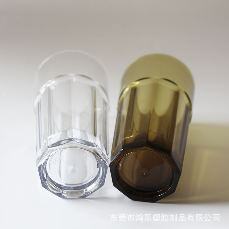 创意塑料八角酒杯厂家直销AS透明14oz塑料啤酒杯条纹塑料杯可印刷示例图4