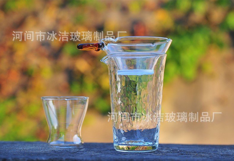 耐热玻璃茶漏公道杯配套 功夫茶具茶道杯 创意玻璃过滤 彩色把手示例图7