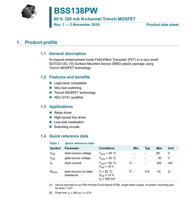 原装正品BSS138PW,115 丝印XJW SOT-323 N沟道 60V/320mA MOSFET示例图3