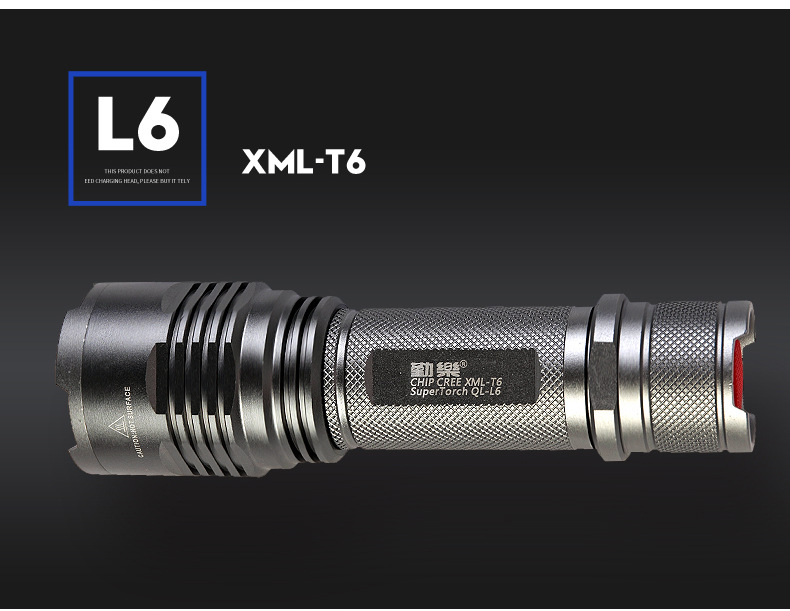 勤乐厂家批发LED铝合金T6手电筒强光L2可充电超亮L6户外家用26650示例图23