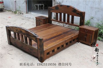 定制床铺硬板床实木床双人床1.8米特价中式1.5成人老船木主卧室床