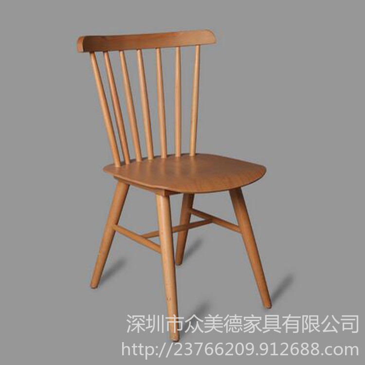 北欧风西餐厅温莎椅，咖啡馆水曲柳实木椅订造，推荐众美德家具图片