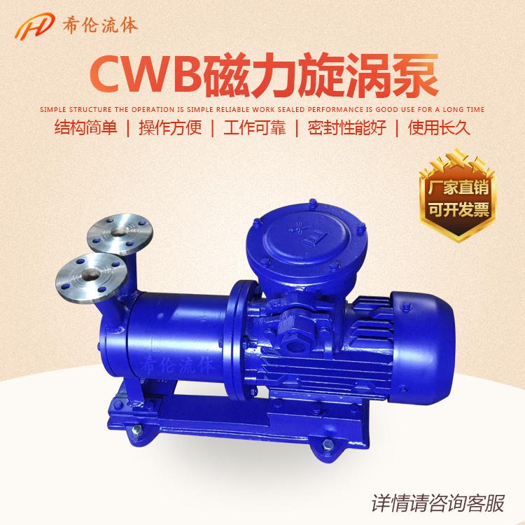 供应CWB-25口径磁力传动旋涡泵 不锈钢材质 低流量高扬程 包邮
