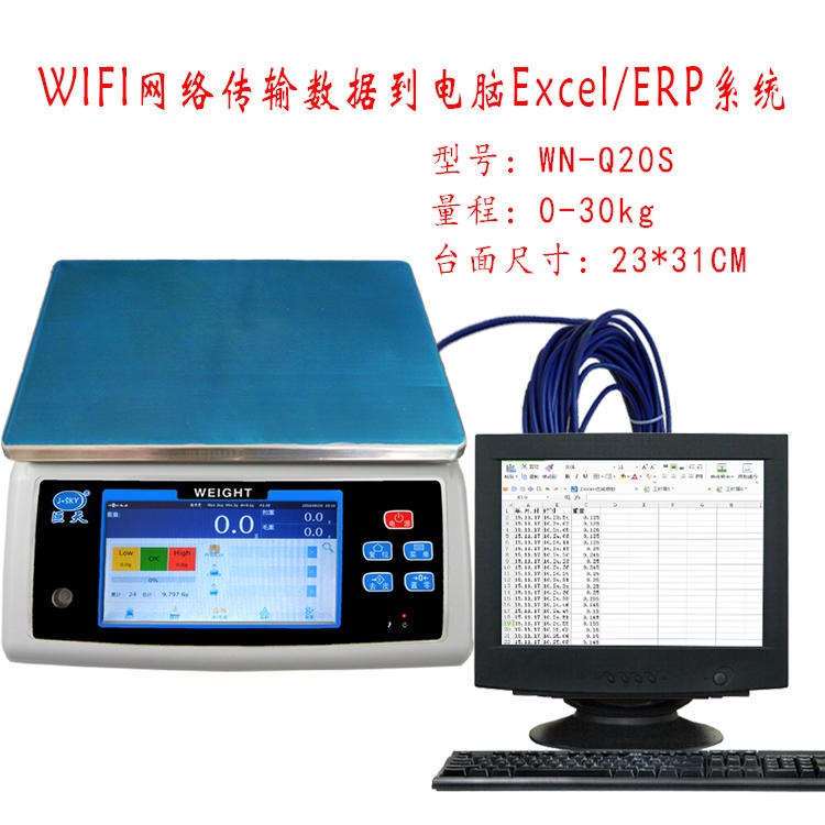 WN-Q20S通过无线wifi网络上传数据的电子秤 网络传输数据到ERP系统电子桌称图片