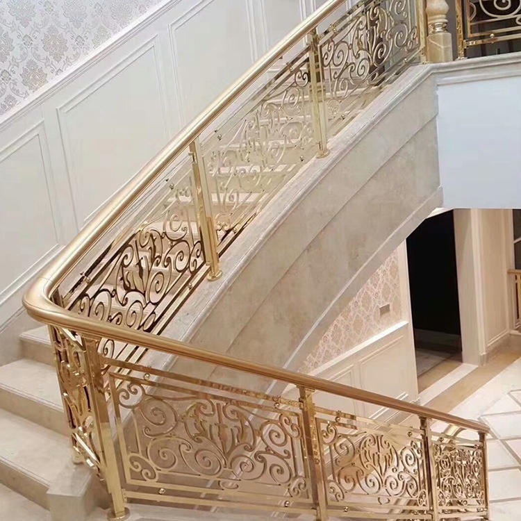 长乐市奢华欧式楼梯家装不锈钢浮雕楼梯护栏订做