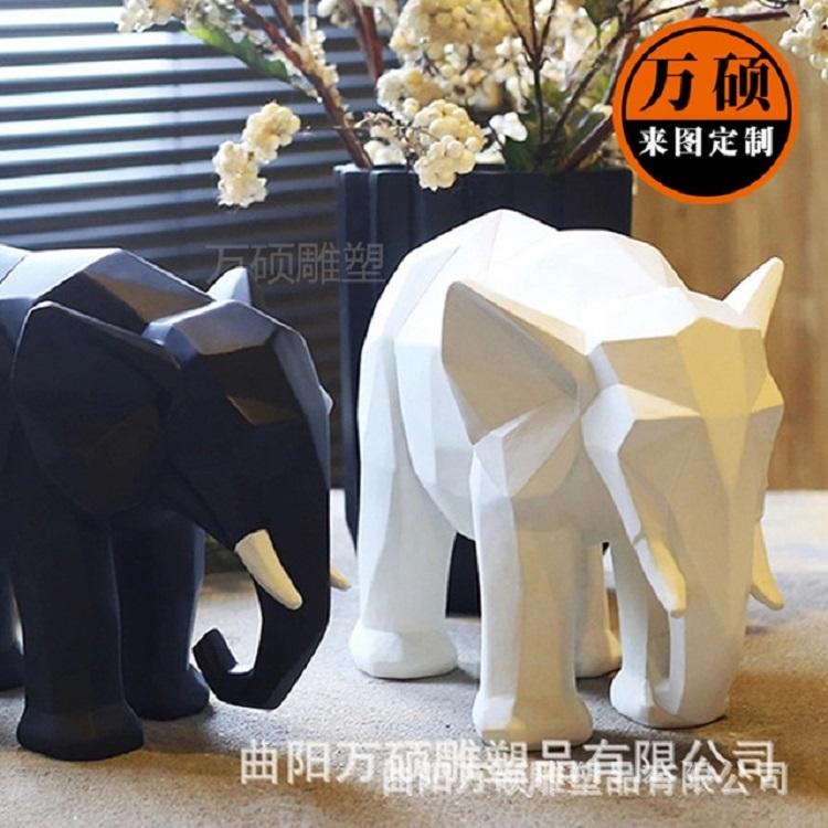 创意几何大象雕塑 抽象切面小象玻璃钢雕塑定制工艺品摆件 万硕