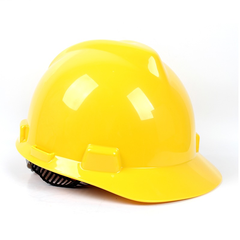 印字梅思安10167026-L 黄色PE标准安全帽超爱戴帽衬 PVC吸汗带 D下颏带