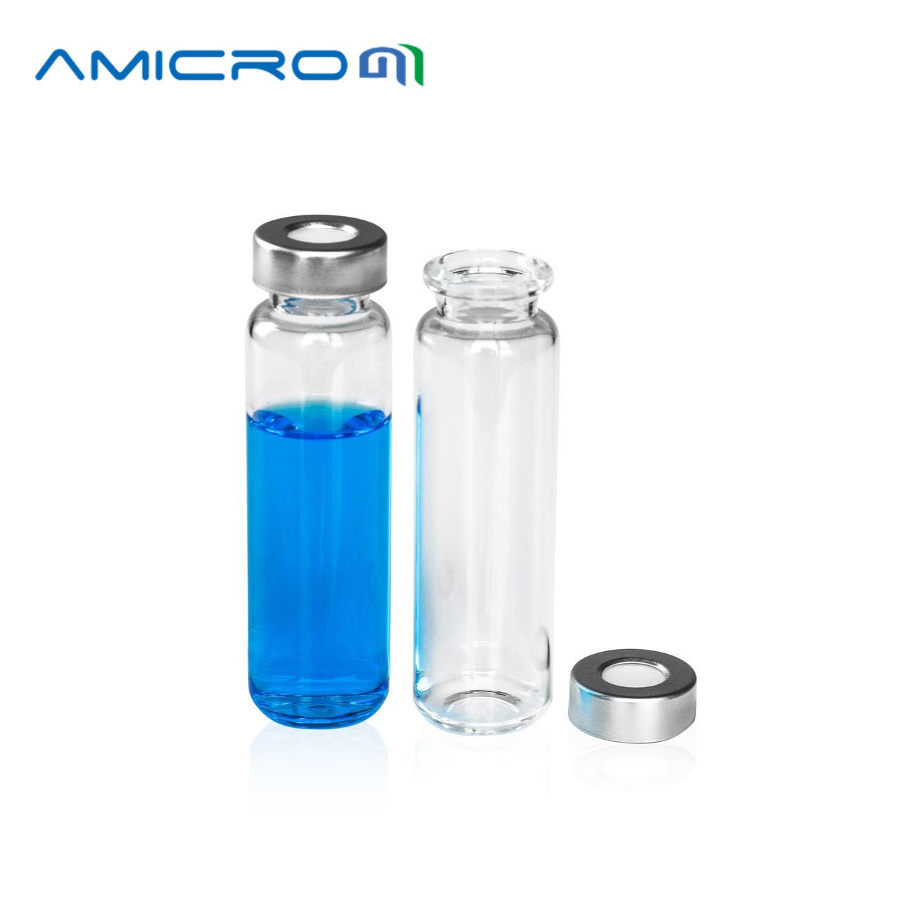 Amicrom实验室玻璃器皿20ml钳口顶空进样瓶玻璃透明20mm取样瓶白色透明瓶100只B-20ML-20-V1002