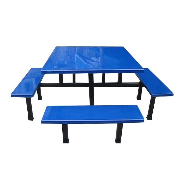 飞越厂家直销正方形餐桌椅组合FY-M35-01 简约现代八人位连体餐桌椅  玻璃钢桌面餐桌