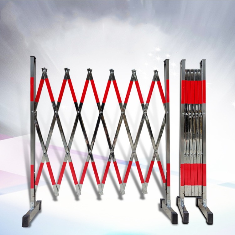 英威 不锈钢伸缩围栏 施工护栏 可移动式隔离收缩围挡门 隔栏 可伸缩至2.5米