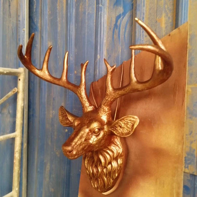 佰盛 大型招财鹿头摆件 仿真美式鹿头挂件 壁挂创意摆件 招财兽头装饰定做