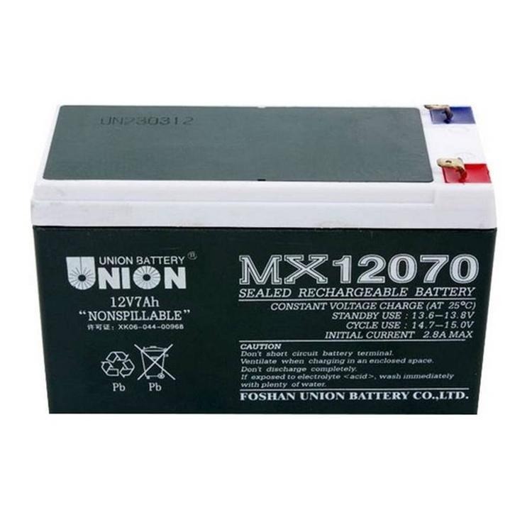 韩国UNION蓄电池MX12070友联12V7AH铅酸电池 消防系统 监控电源 电梯配件图片