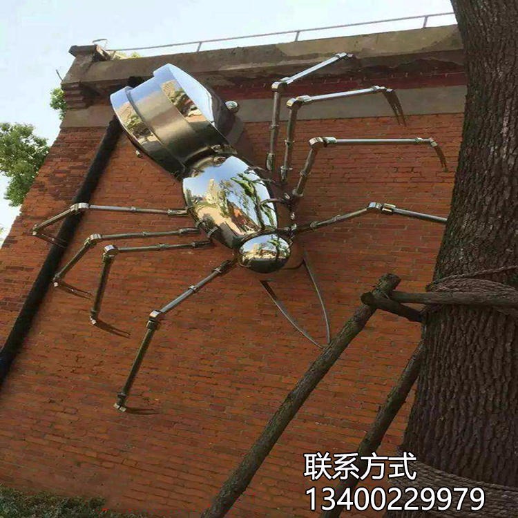 不锈钢雕塑 墙上挂件蜘蛛雕塑  游乐园景观雕塑 怪工匠