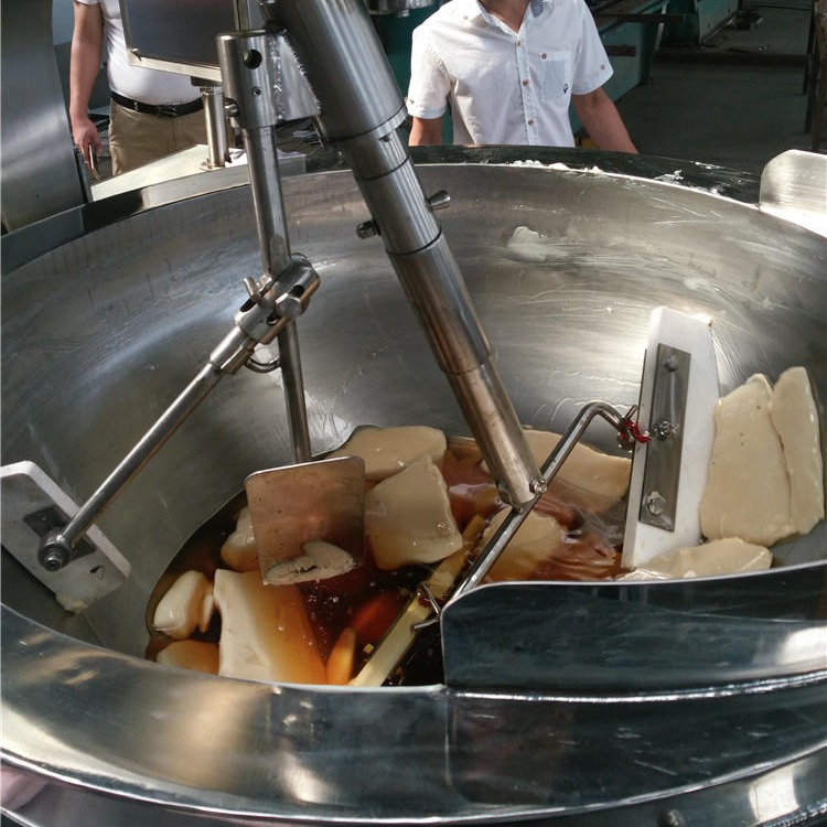 300L牛肉酱搅拌翻炒机器 XO酱海鲜酱行星炒锅 燃气自动生产辣椒酱设备