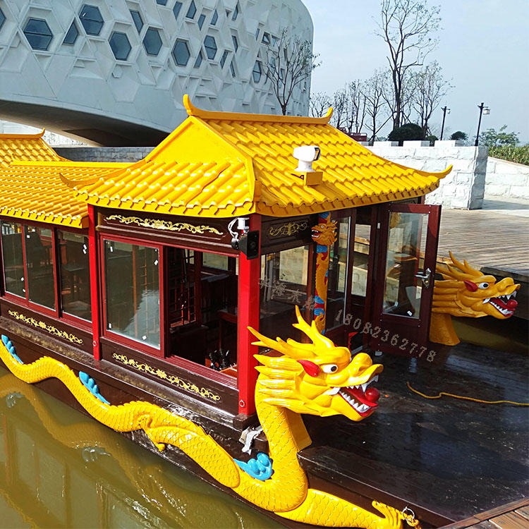 华海木船制造双龙画舫船 电动观光船 公园游船 钓鱼船图片