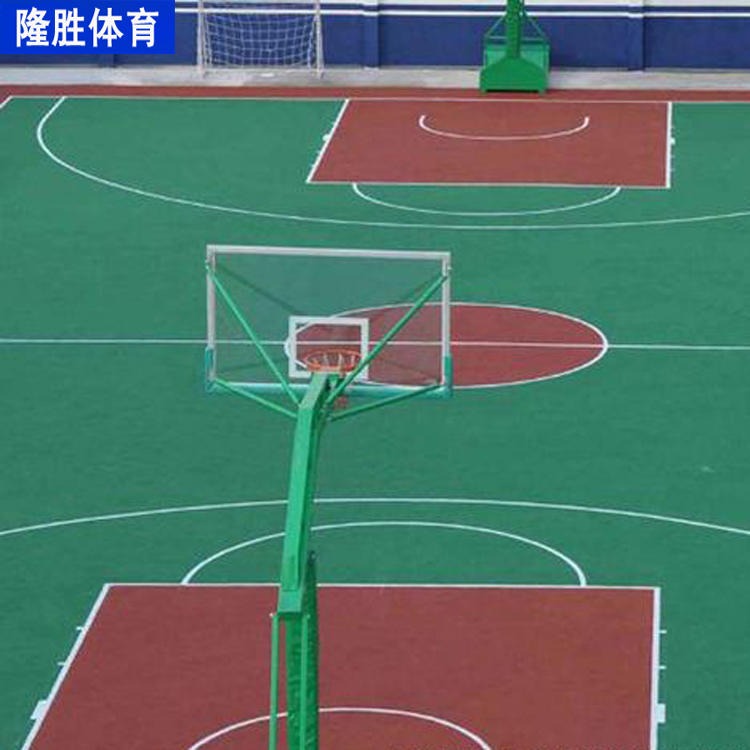 硅PU篮球场施工 隆胜体育 厂家批发 硅PU篮球场 施工便捷