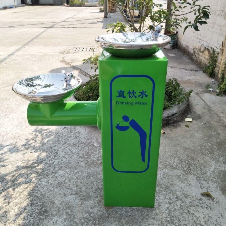 泉自达烤漆饮水台 不锈钢高低双盆饮水台 户外公共饮水台 果绿色饮水台