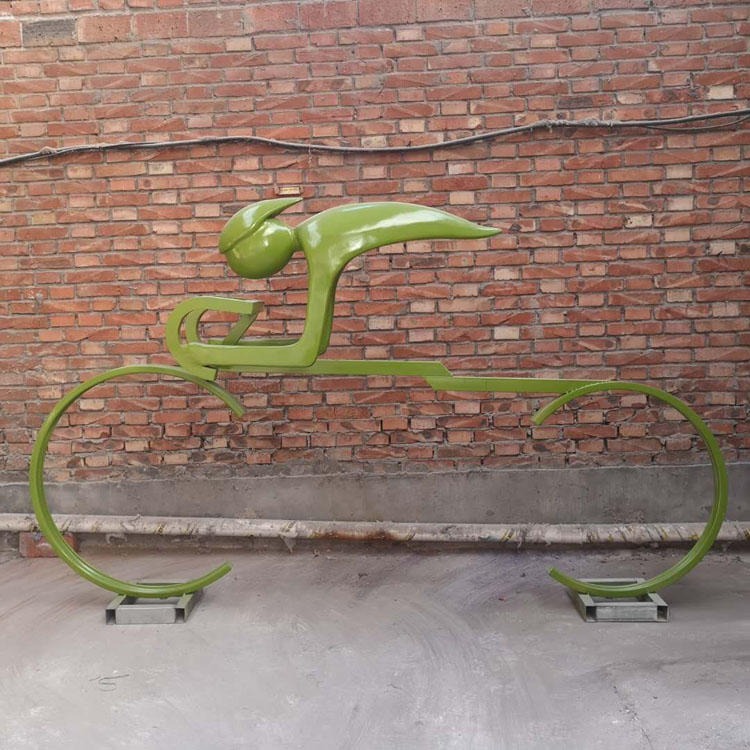 金属抽象骑车雕塑 抽象运动人物雕塑 抽象骑自行车雕塑 佰盛