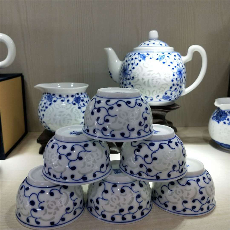 批发青花瓷茶具 出售景德镇手绘茶具 手绘青花瓷茶具套装 
