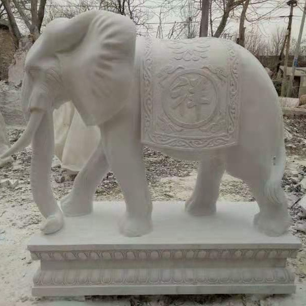 花岗岩大象狮子抱鼓石 黄金如意石雕象厂家定制 富祥 促销雕刻看门大象 定制雕刻大象石材雕刻图片