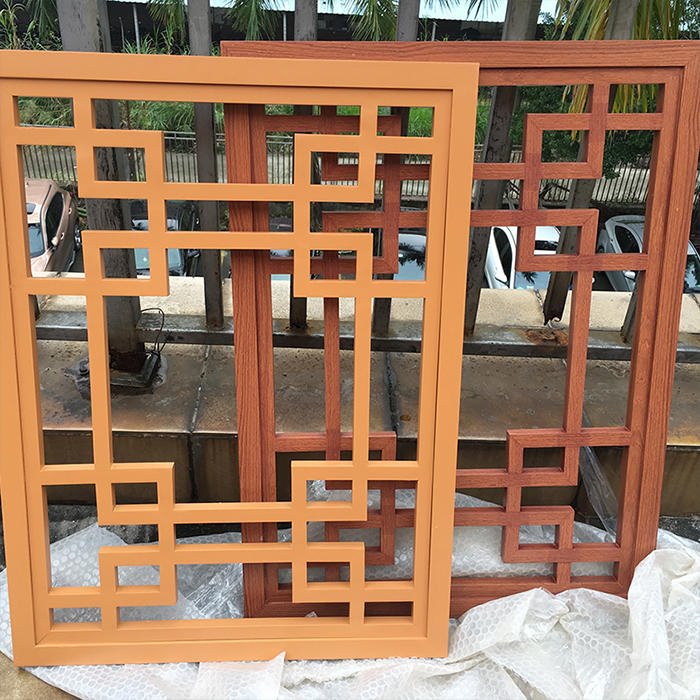 中式吕艺窗花  焊接木纹复古铝窗花   来图定制屏风间断铝窗花