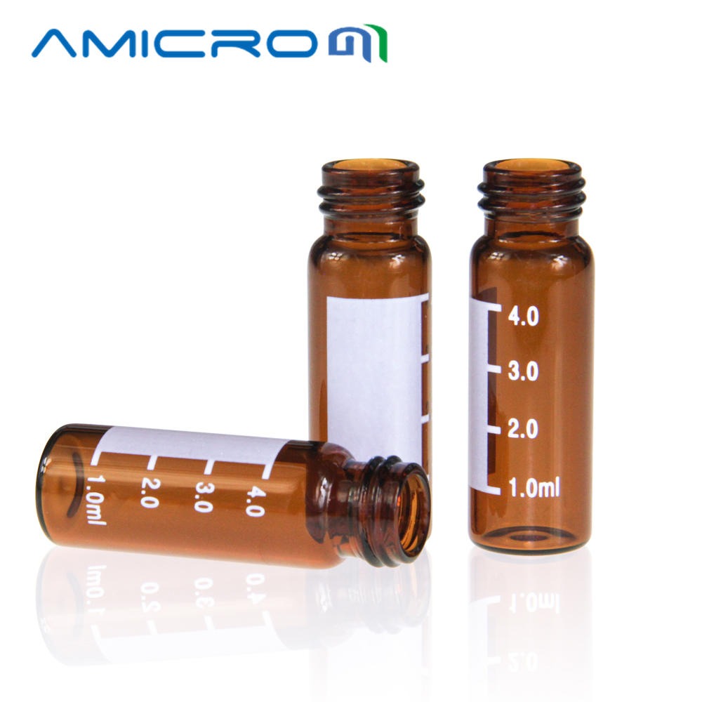 Amicrom13-425棕色带刻度螺口样品瓶茶色小瓶水解玻璃瓶4ML 不带刻度 100只 B-4ML-13-V1003图片