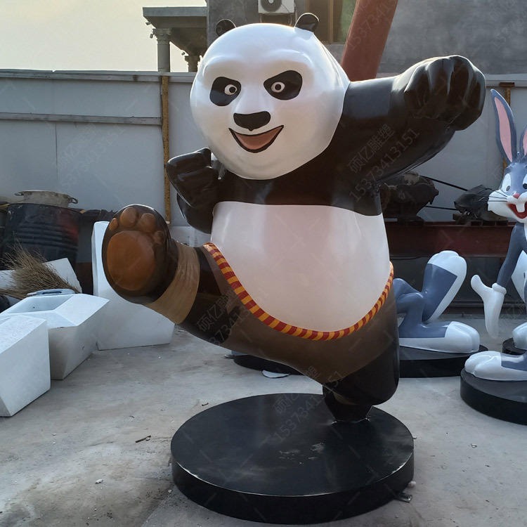 万硕 功夫熊猫雕塑 大型动物雕塑 卡通动漫熊猫阿宝 公园游乐园装饰品图片