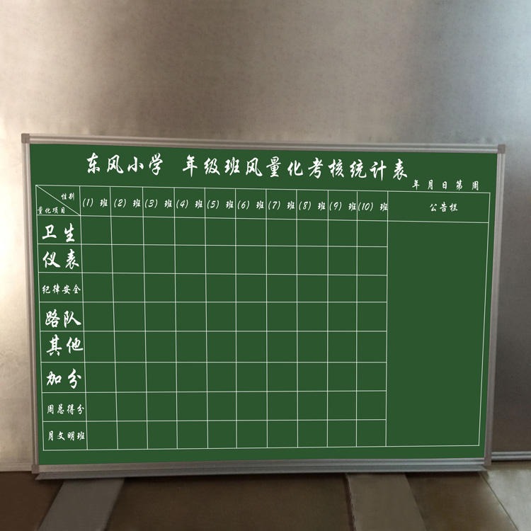 广州厂家长期定做诺迪士教学周评分表展示黑板   企业车间生产进度表  壁挂式带表格写字绿板