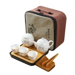 红素旅行套装 羊脂玉瓷 八件套旅行茶具 可订logo 500件起订不单独零售
