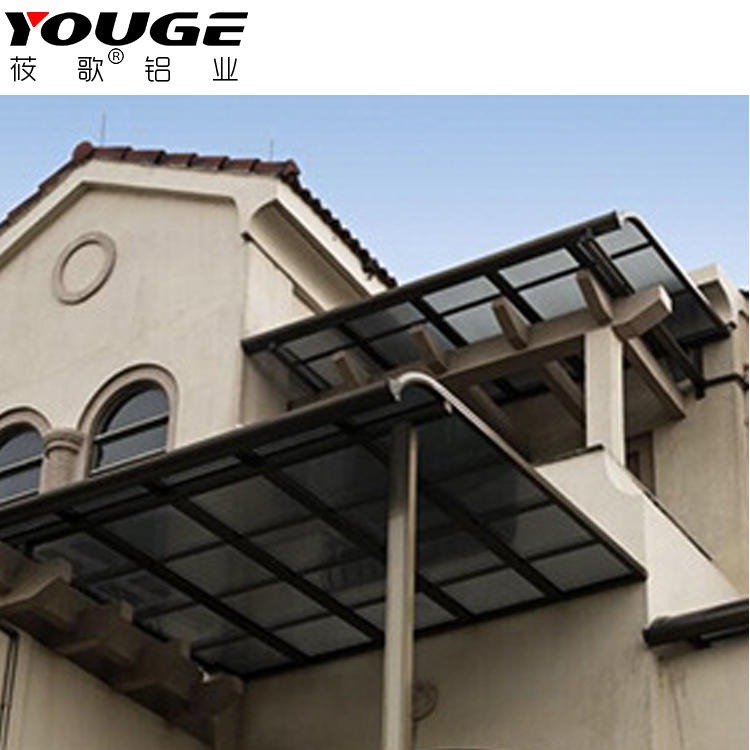 户外阳台遮阳棚庭院耐力板防雨棚 重庆铝合金雨棚厂家定制 PC耐力雨棚