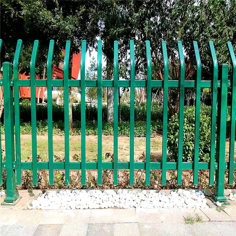 雄沃xw01路边公园栅栏带弯头锌钢草坪方管护栏小区道路绿化带钢制铁艺围栏