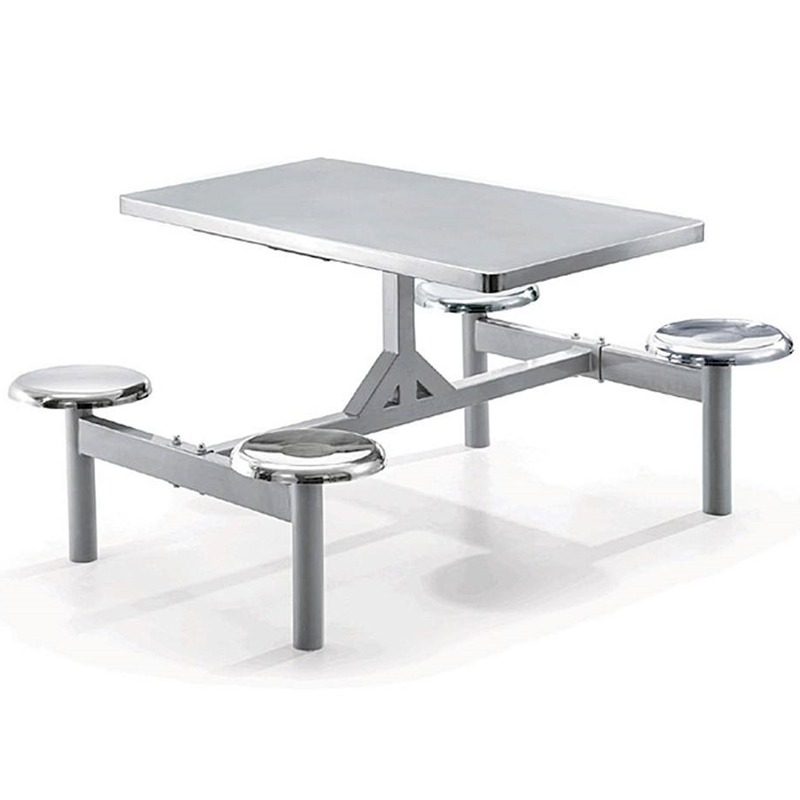 工地食堂餐桌椅 304不锈钢连体餐桌椅 尚邑家具STZY-00107