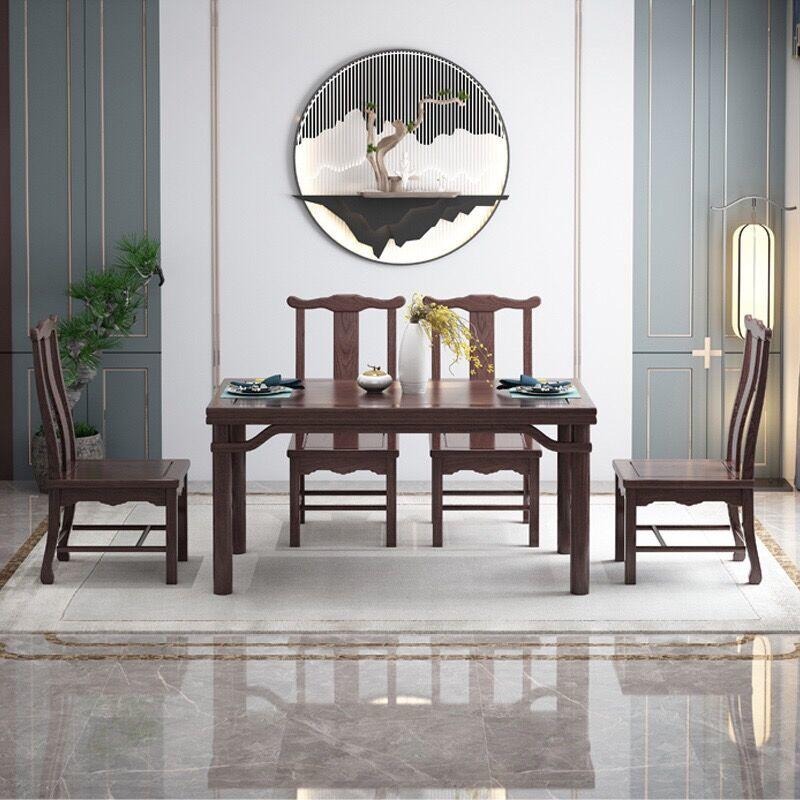 深圳市新中式餐桌 实木餐桌椅 白蜡木桌子 长方形餐桌椅组合 中餐厅桌子 现代简约家具定制图片