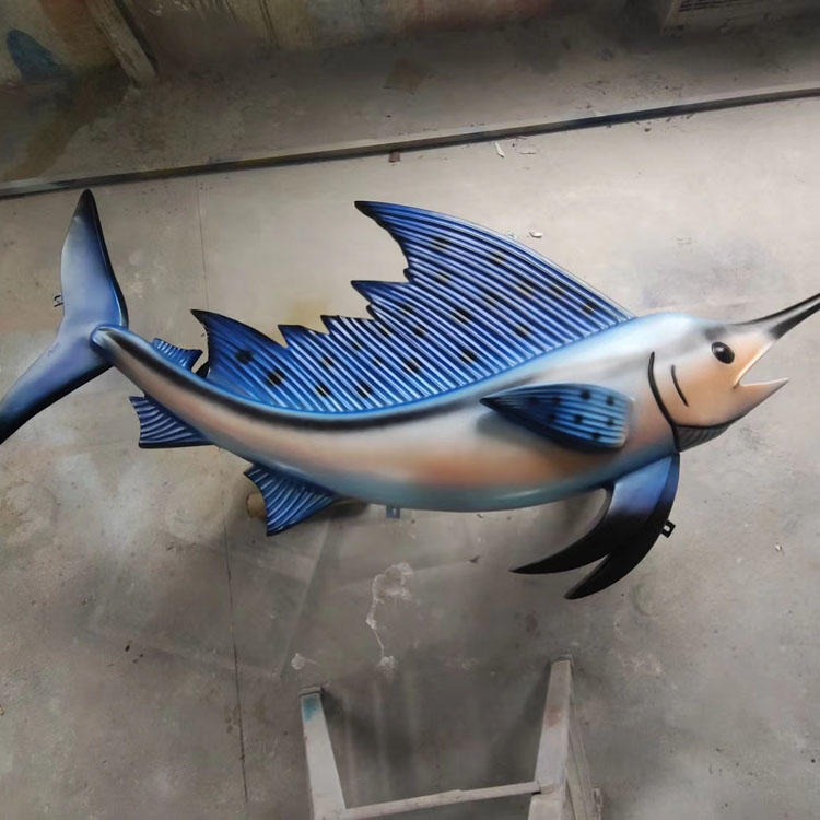 玻璃钢海鱼类雕塑 海洋公园主题雕塑 剑鱼雕塑模型 佰盛