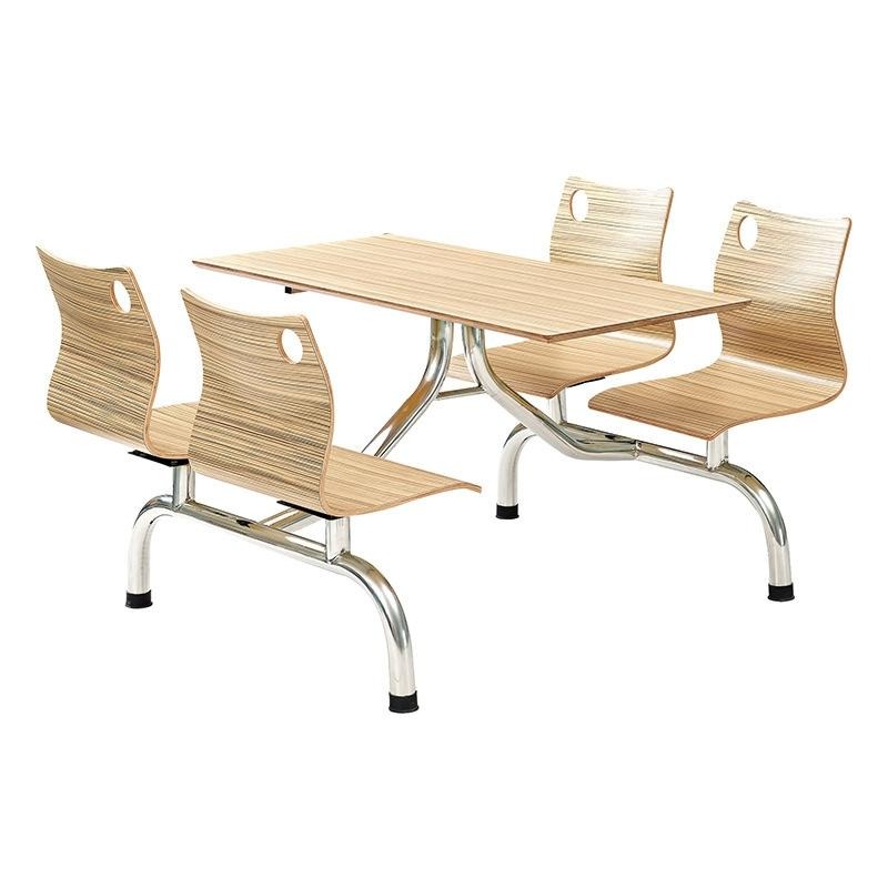 食堂餐桌椅组合 不锈钢快餐连体桌椅 尚邑家具STCZY-00020