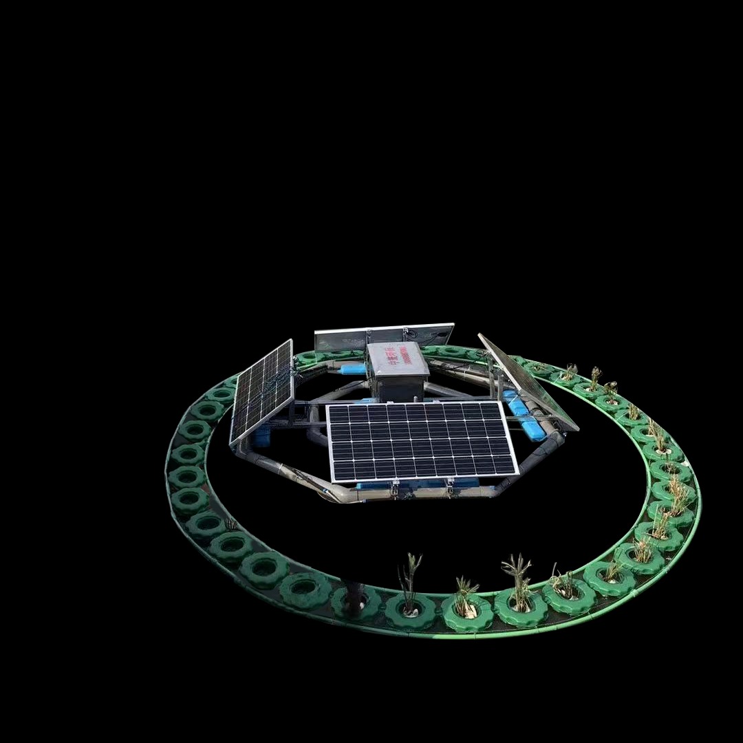 RSUN太阳能生态系统   太阳能生态浮岛 扬水式浮田型生态浮岛 河道湖泊治理图片